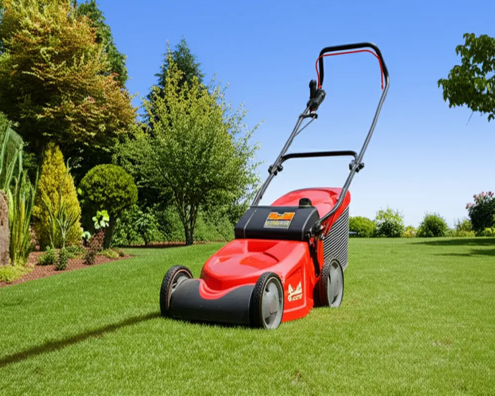 Push Mower Operating on Small Flat Lawn