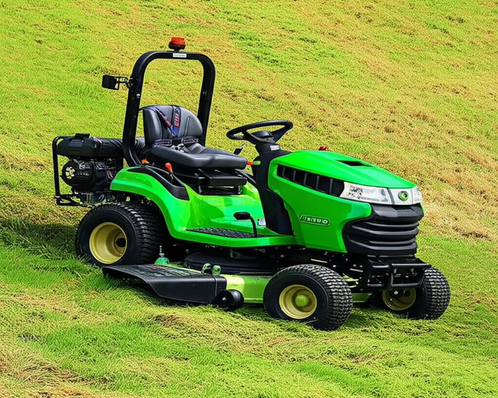 Riding lawn mower designed for safety and power on steep hills