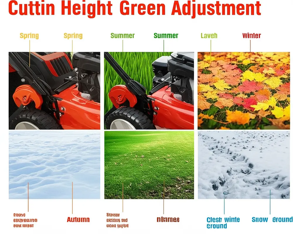 Lawn mower cutting height seasonal adjustment