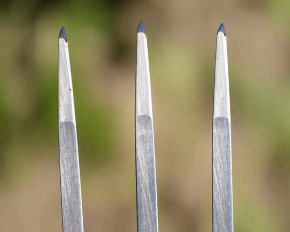 Sharp garden fork tines after filing and maintenance