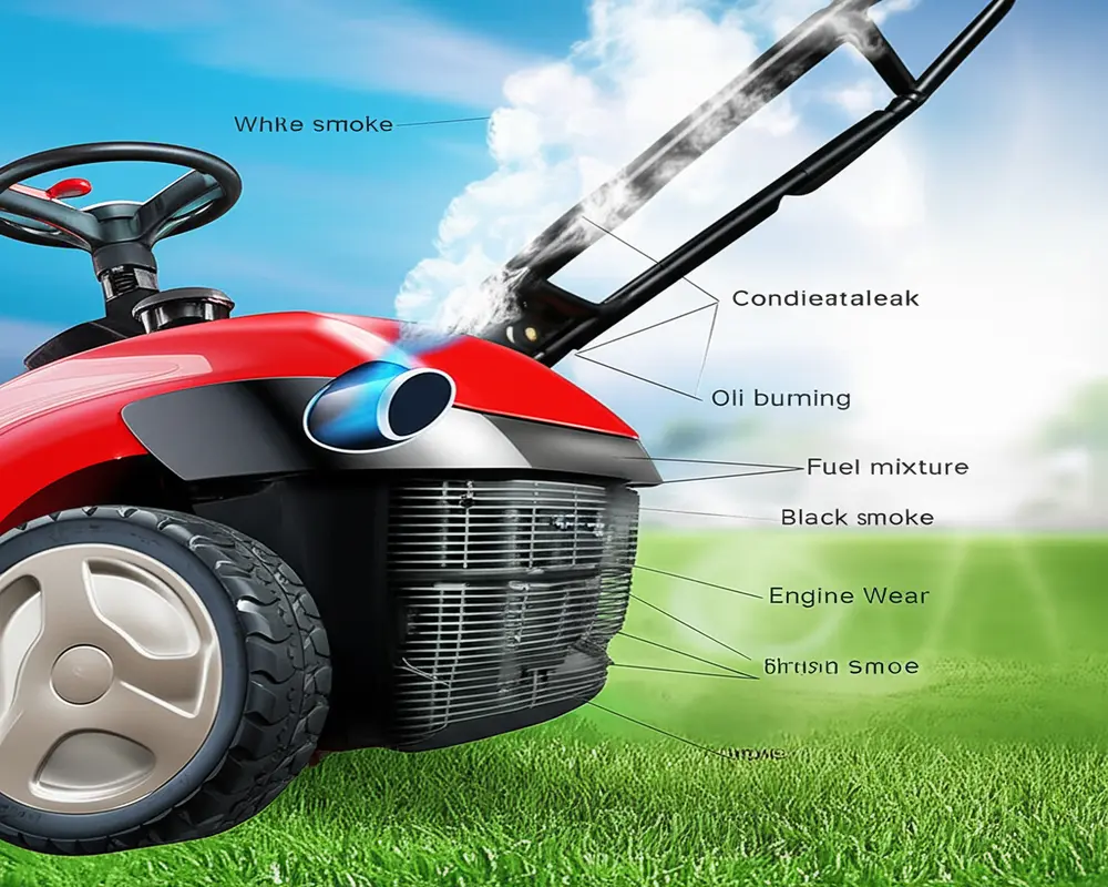 Different smoke colors from lawn mower and their meanings