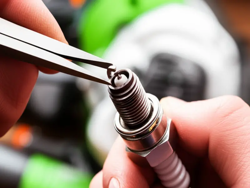 A wire feeler gauge measuring the gap of a spark plug