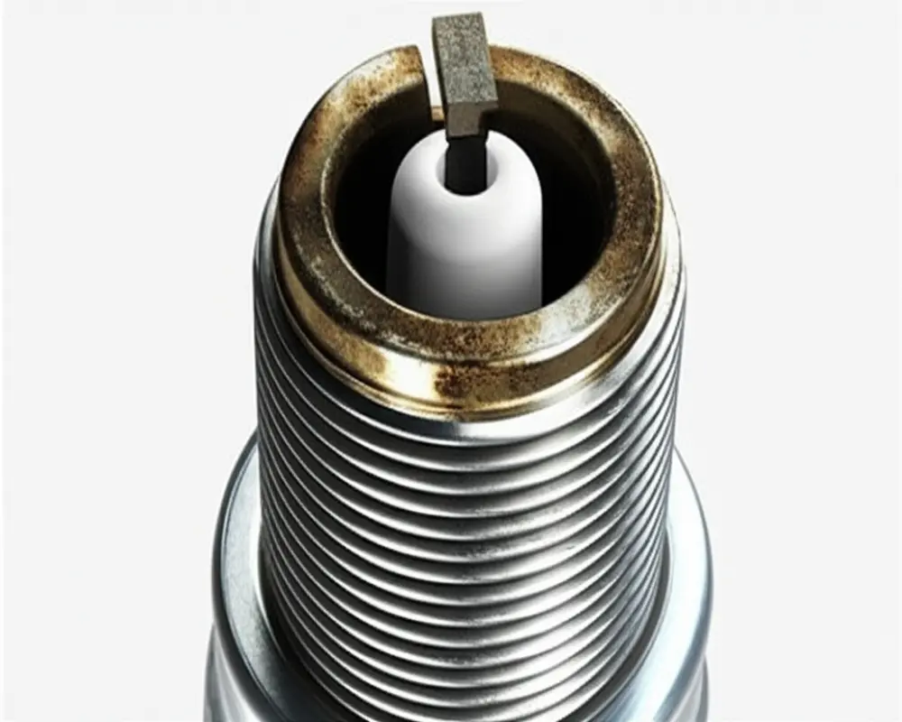 Worn and fouled spark plugs Examples of worn and fouled lawn mower spark plugs to identify replacement need