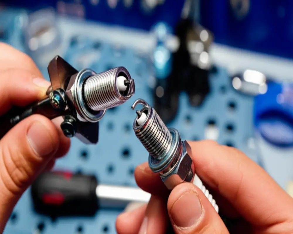 Using a spark plug gap tool to set the correct gap on a new spark plug