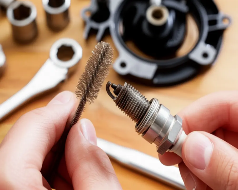 Inspect and clean spark plug to fix lawn mower starting problems