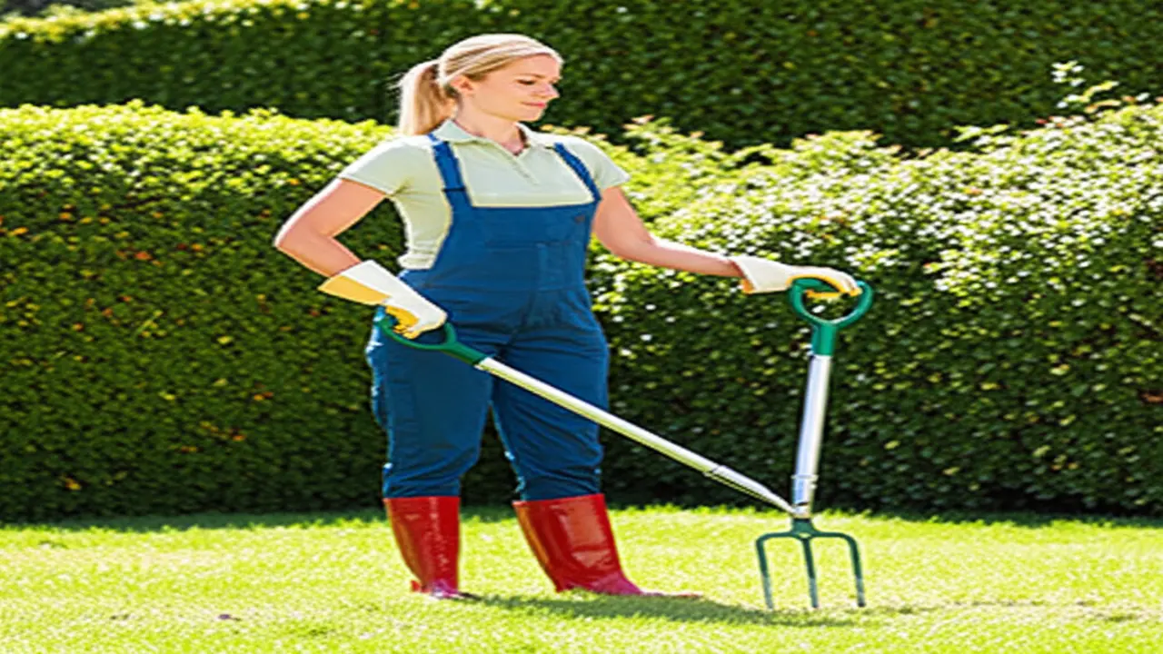 Proper Use and Posture with Ergonomic Garden Fork Gardener demonstrating proper posture using an ergonomic garden fork to reduce strain