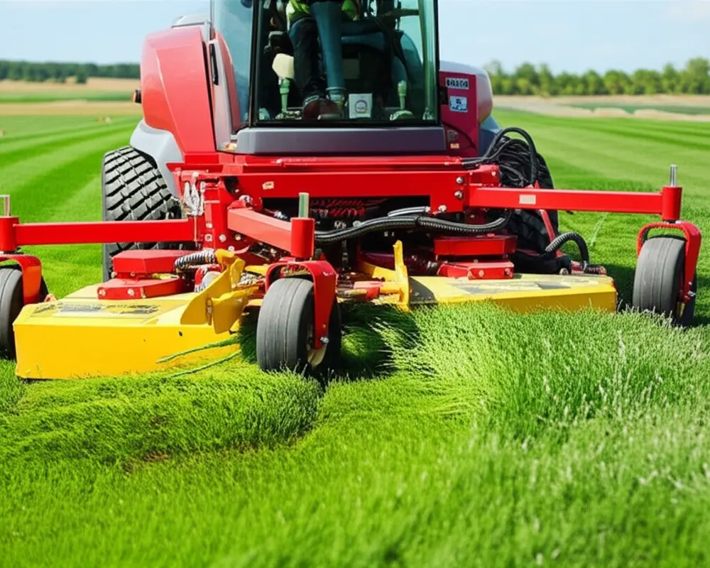 Wide area mower efficiency Wide area mower cutting large turf area efficiently