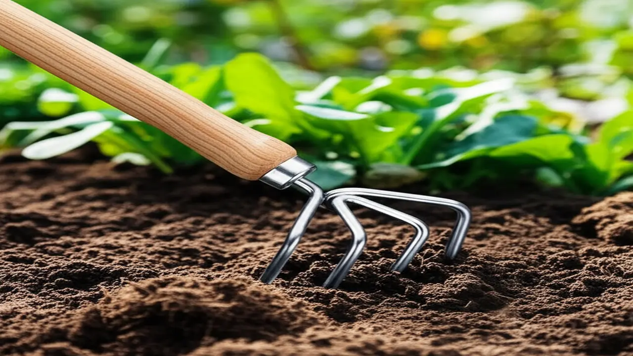 Wooden Handle Hand Cultivator Best Overall Wooden handle hand cultivator best overall in use - garden tool