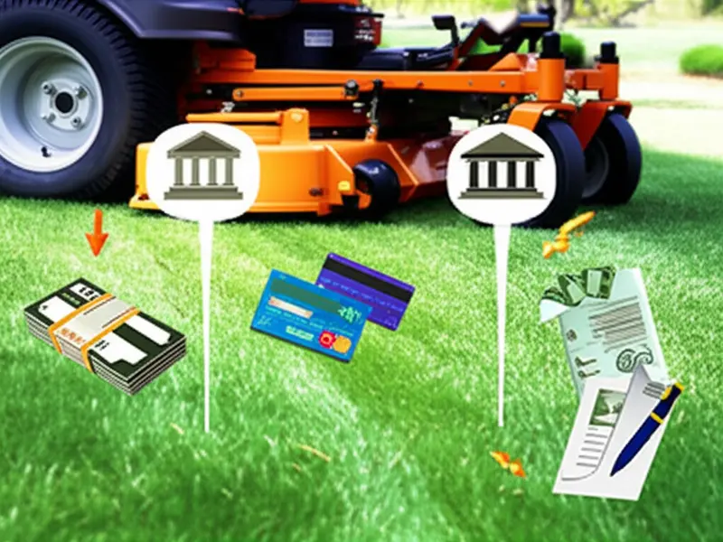 Man reviewing financing options for a zero-turn mower